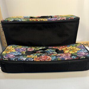 Floral Tapestry Hard Case Organizer Storage Travel Box Zip Carry Handle Vintages